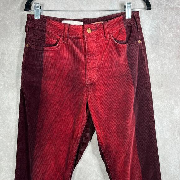 Anthropologie Pilcro Pants Womens 27 Red Two-Tone‎ Corduroy High Rise Slim - Picture 2 of 12